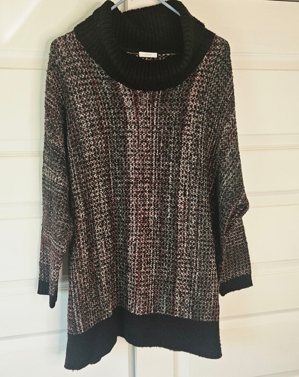 Pure Jill Oversized Tweed Knit Cowl Neck Tunic Sweater Plus Size 2X